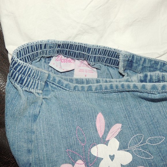 Barbie Avenue - Twin Set - Embroidered Floral Halter & Matching Print Jean Skort - Picture 8 of 8